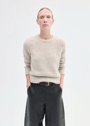 Fitted Crew Sweater in Cashmere Silk  - Arctic - CO Collections